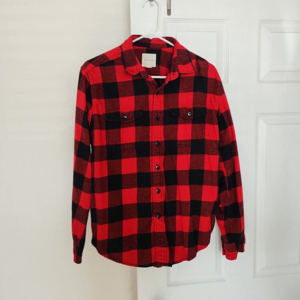 American Eagle 100% Cotton Buffalo Check Flannel Shirt, M